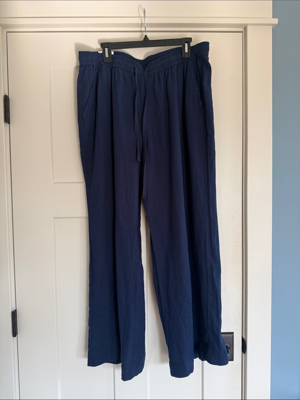 Briggs New York Navy Drawstring Linen Wide leg Pants NWT XXL